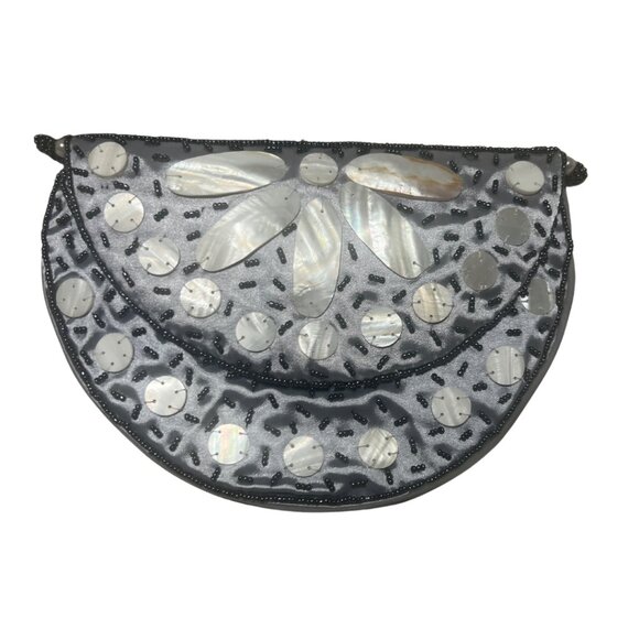 Mad Style Grey Floral Crossbody – Handmade Mother of Pearl & Natural Horn - Picture 2 of 4